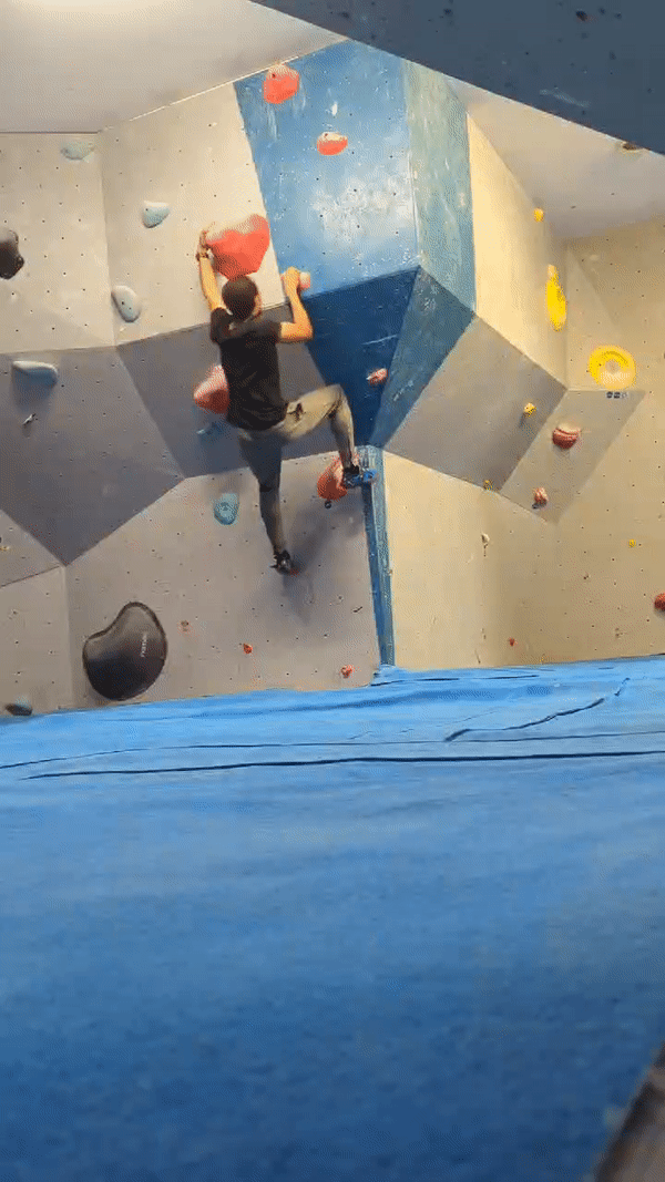 Climbing a rock wall